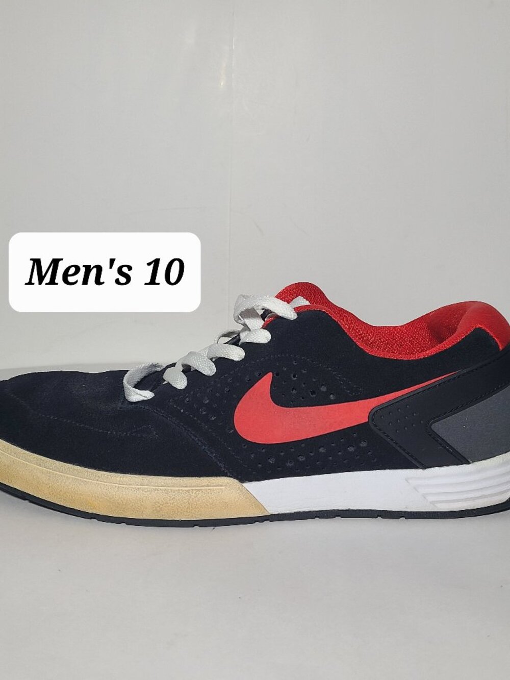 Nike Paul Rodriguez Lunarlon Black/Red Suede Men's Shoes Size 10